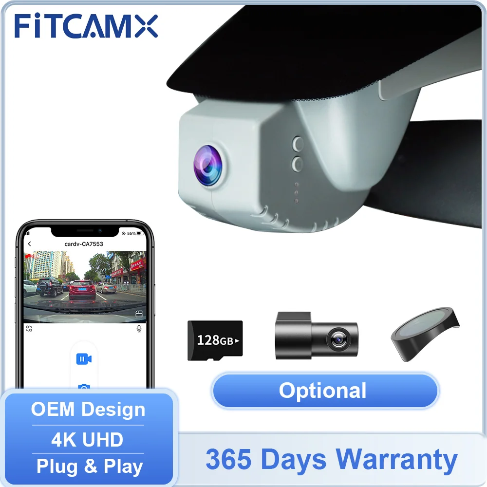 FITCAMX 4K Dashcam / 2160P أمامي و1080P مسجل تلقائي للرؤية الليلية لكاميرا السيارة، لـ Acura Integra 2023-2026 وADX 2025-2026
