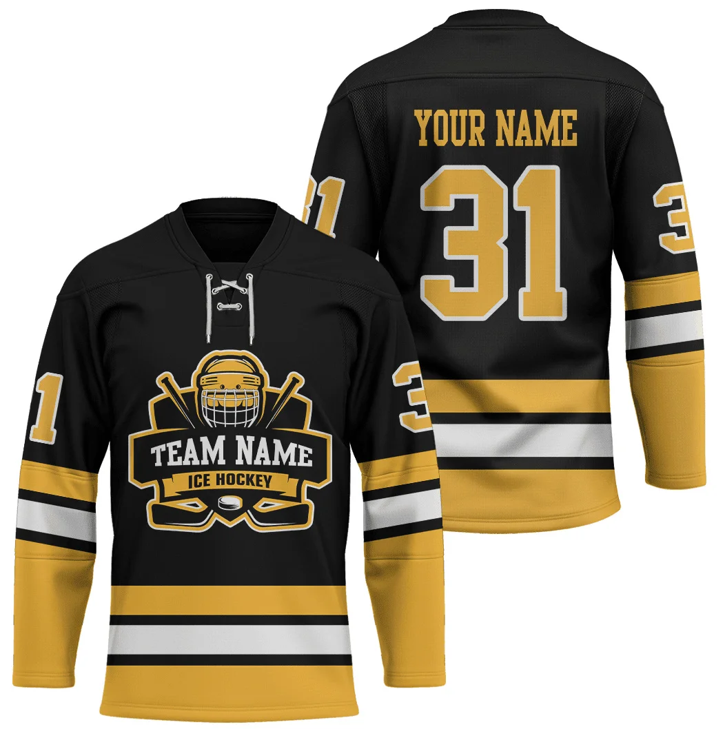 Personalized Name White Black Gold 3D Printed Fashion Men's Hockey Jersey Summer Unisex Personali Sport Team Jersey Shirt YU02