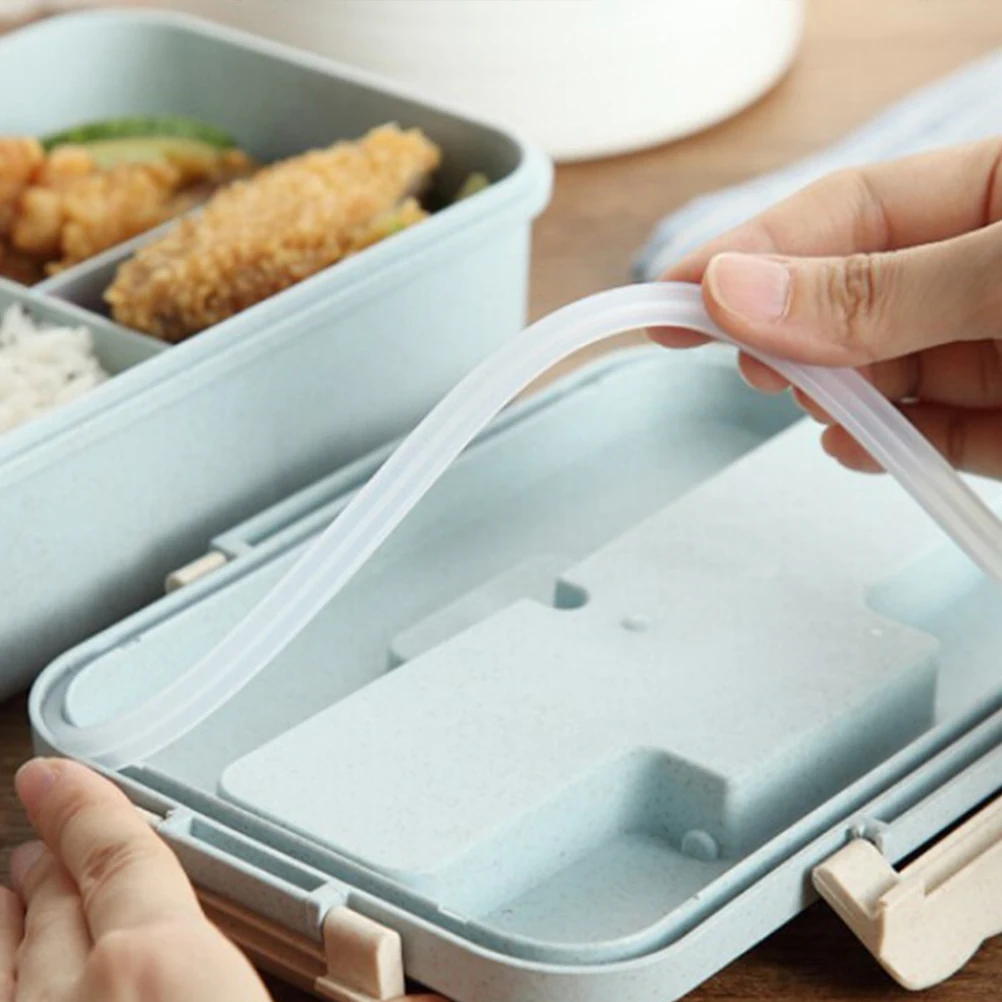 

1100 Ml Food Containers Three-piece Set of Environmentally Friendly Lunch Boxes Partition Blue Student