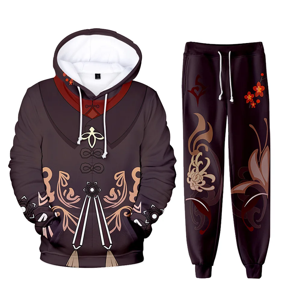 PopularGenshin Impact Cosplay Zhongli Tartaglia Hutao Kaeya Alberch Albedo DilucTracksuit Men Sets WinterHoodies Pants 2PieceSet