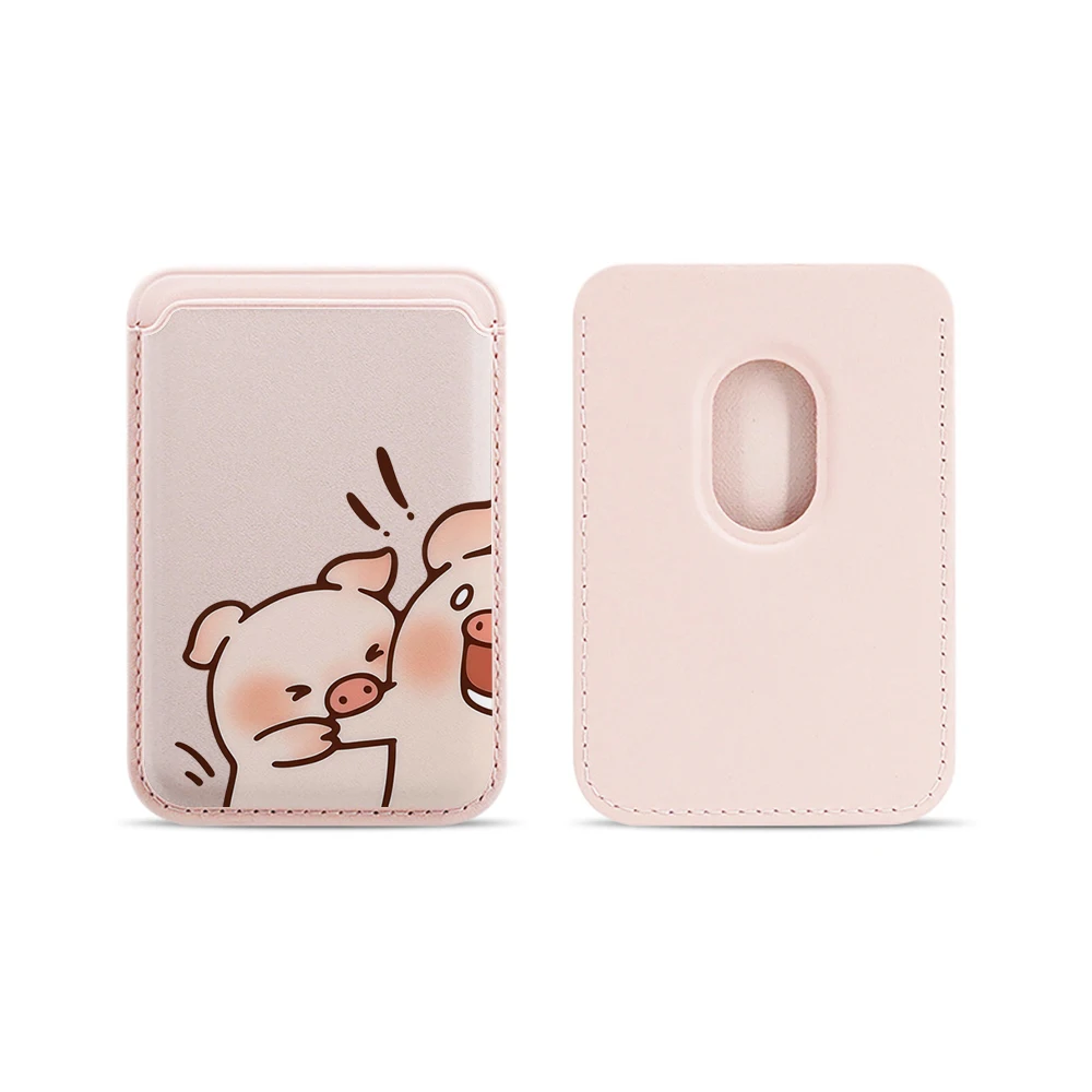 Leder-Kartenhalter mit Cartoon-Schweinchen-Motiv für Paare, Handy-Kartenhalter für Magnetische Hüllen, Geeignet für alle iPhone Magsafe Karten-Handy-Rückseiten-Taschen – Detail 16