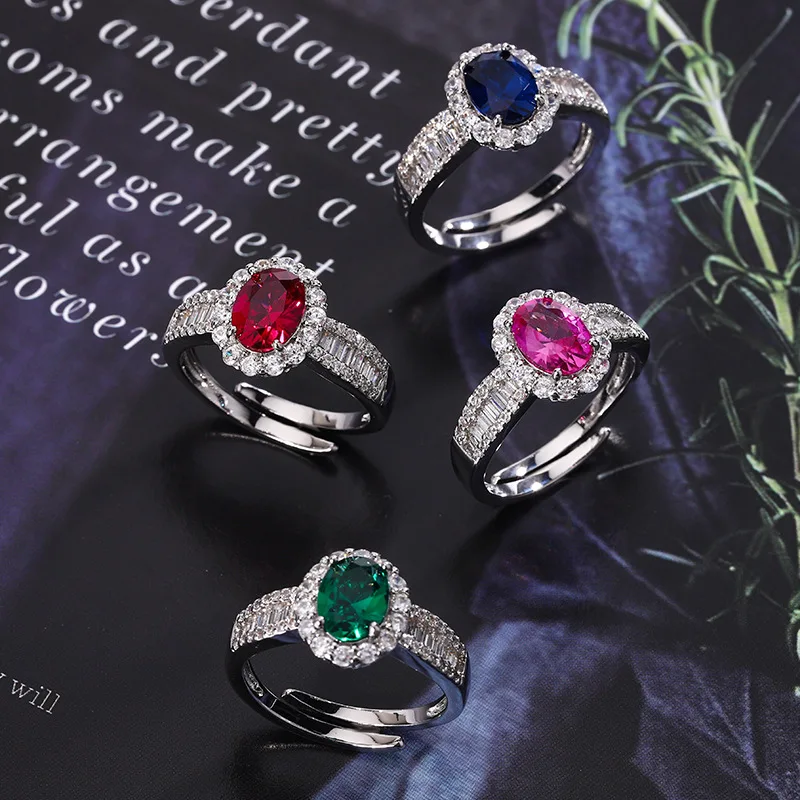 

New jewelry with copper base, gold-plated colored gemstone, corundum, oval vintage shape 6*8 wholesale