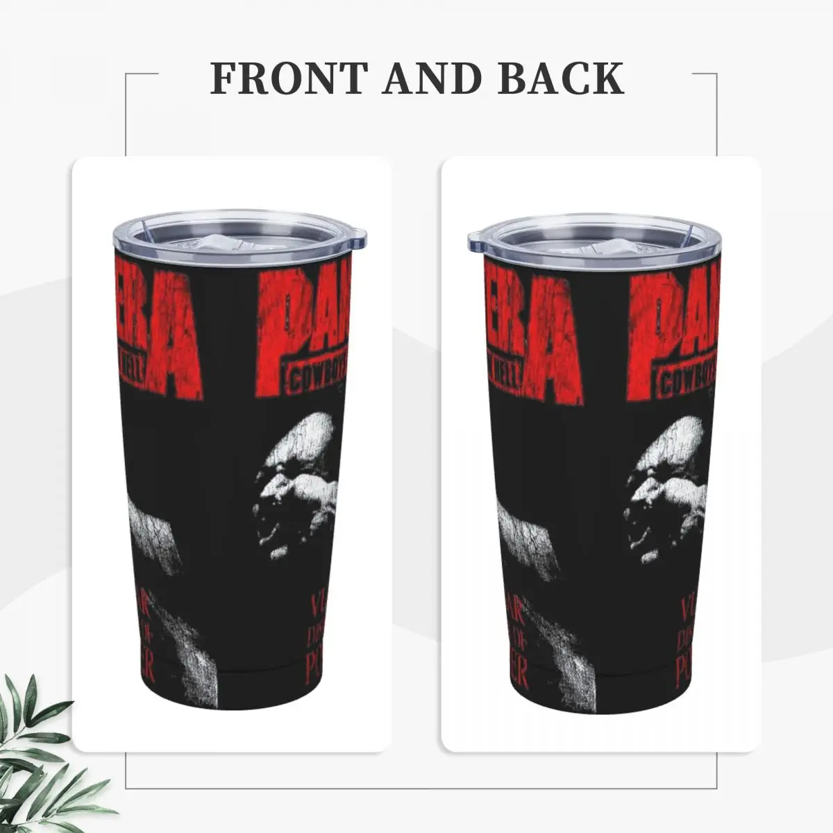 Red Vintage Pantera Band Insulated Tumbler with Lid Heavy Metal Band Vacuum Coffee Mugs Office Home Car Bottle Cups 20oz