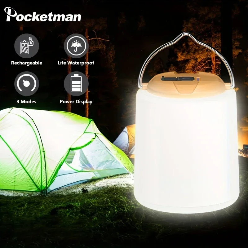 Portable LED Camping Light Waterproof Tent Light Night Emergency Light USB Rechargeable Camping Lantern Outdoor Hanging Lights