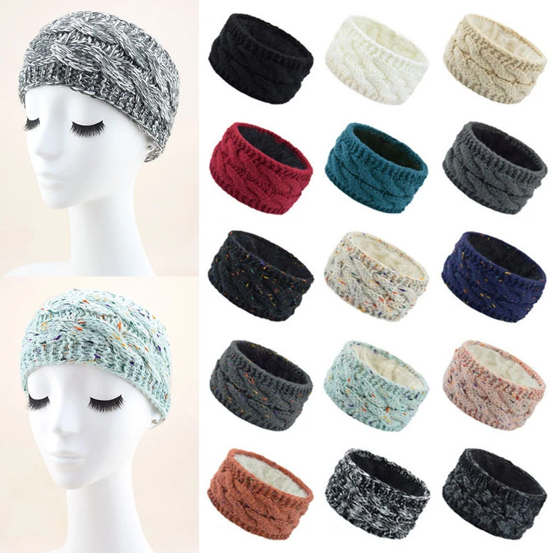 Winter Warmer Ear Knitted Headband Turban For Women Twist Yarn Color Dot Yarn Solid Hair Bands Headwrap Ladies Hair Accessories