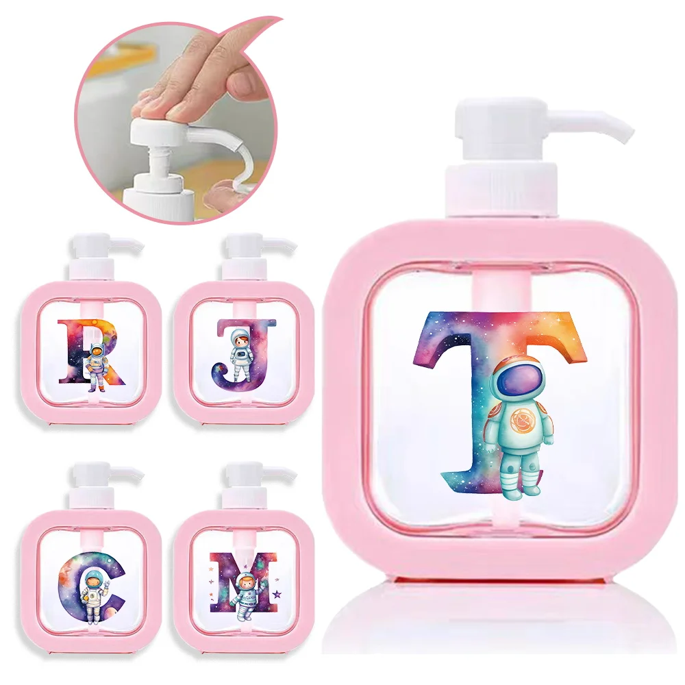 

Portable Press Type Lotion Bottle Detachable Soap Dispenser Refillable Lotion Bottle For Home Bathroom Astronaut Letter Pattern