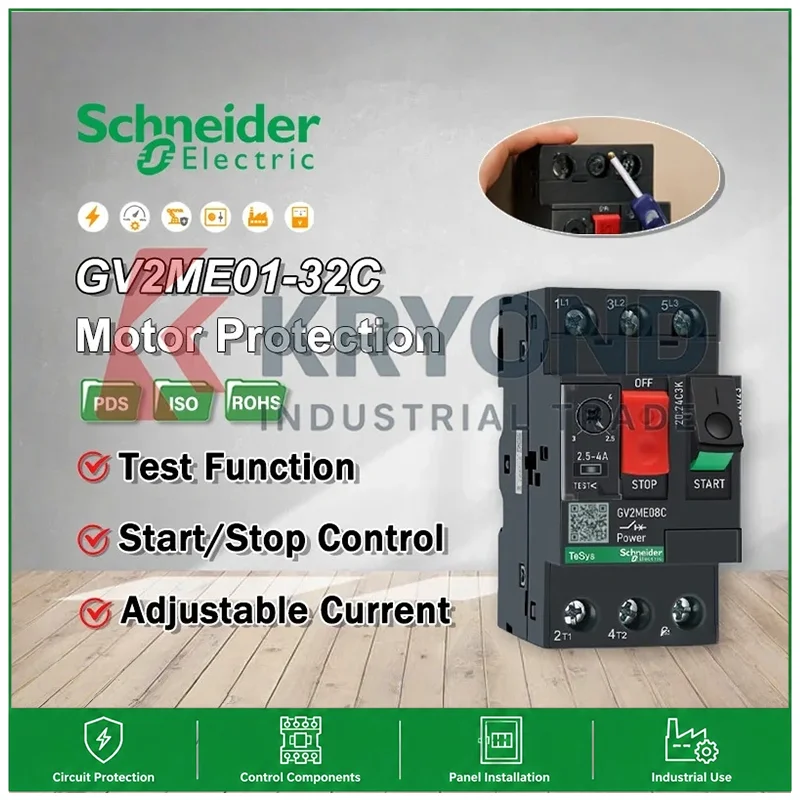 Schneider GV2ME01-32C GV2PM01-32C Motor Protection Circuit Breaker 1-32A Adjustable Current for Industrial Machinery Protection