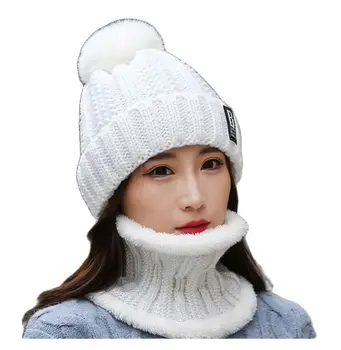Chapeau d'hiver femmes Beanie chapeaux épais chaud Skullies hiver femmes tricoté Chapeau B lettre Bonnet Bonnet cyclisme chapeau écharpe 2 pièces ensembles