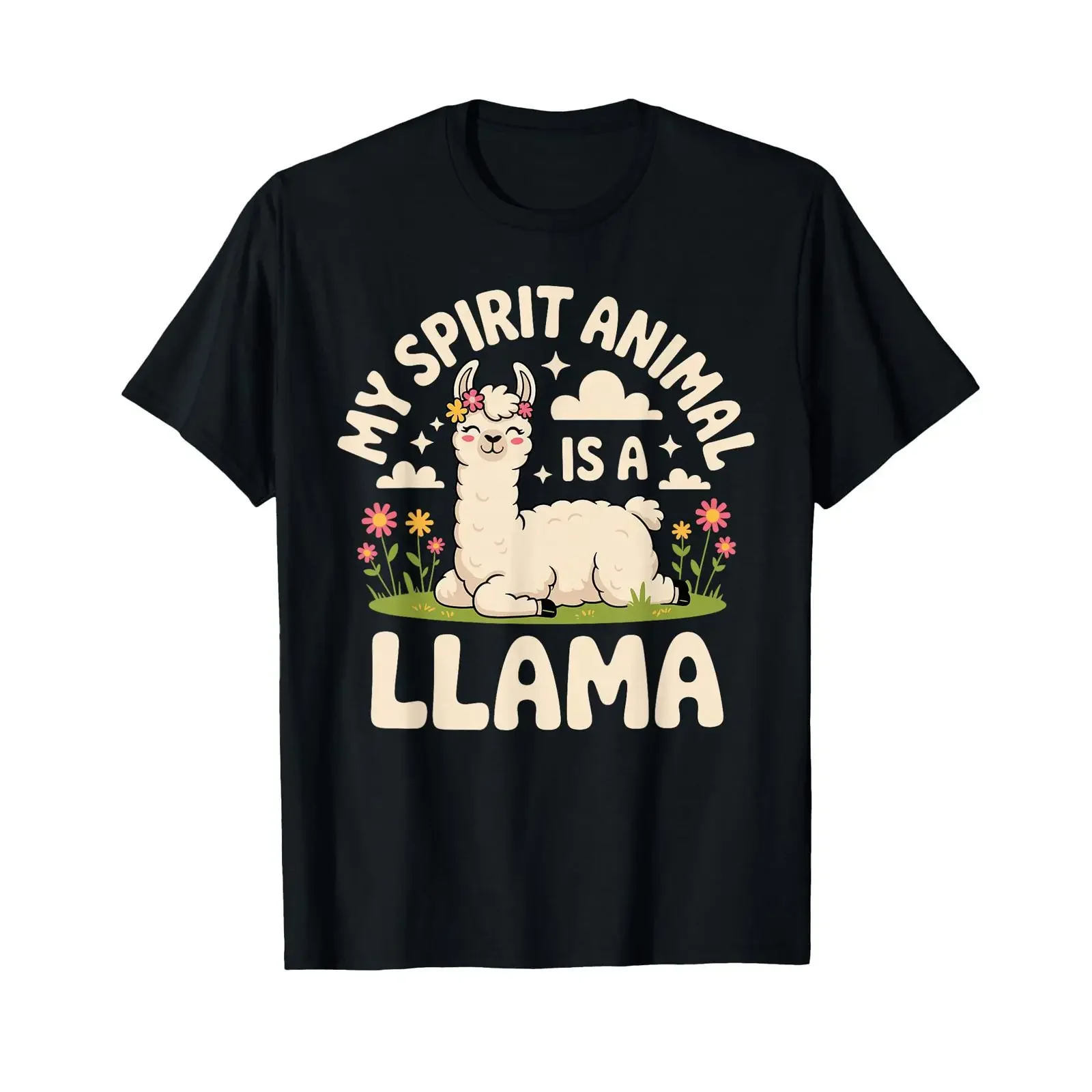 Funny Llama Art for Kids Alpaca Gag Lover T Shirt vintage Washed streetwear designer clothes Comfortable homme Unisex Slightly