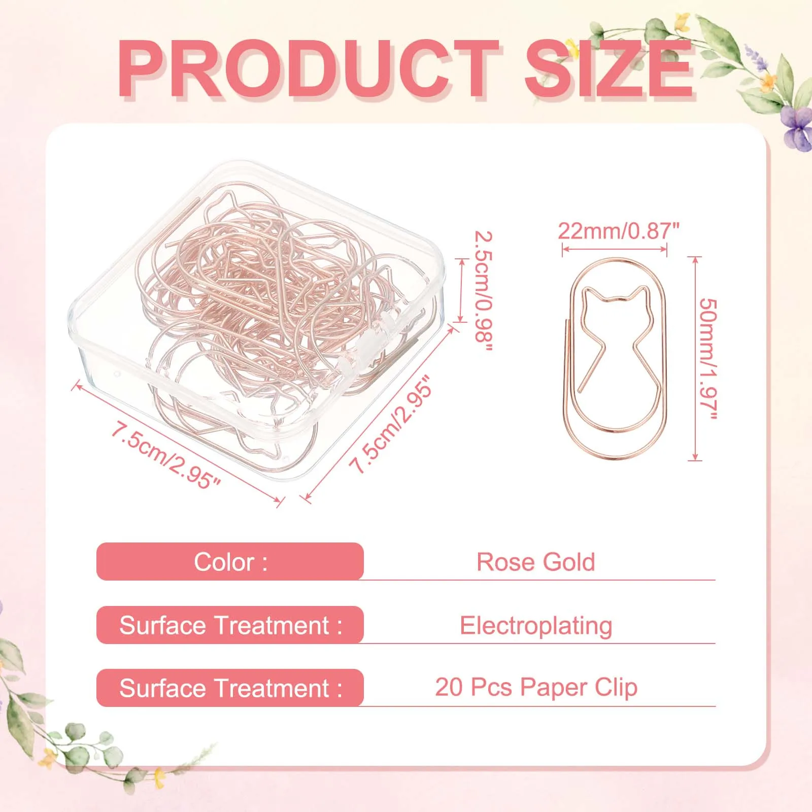 20/50/100Pcs Cat Shape Paper Clip Metal Cute Small Paper Clamp Clips for Office Supplies Craft Scrapbook Document Note Sorting