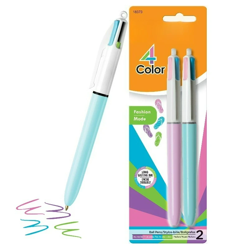 

Набор из 2-х 4-цветных модных шариковых ручек, средний стержень (1,0 мм)