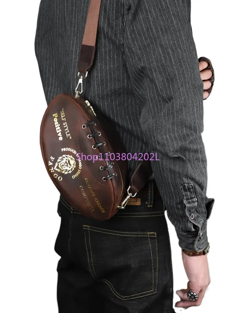 

Handmade Retro New Rugby Men's Cowhide Breast Crossbody Bag Genuine Leather Shoulder Casual Men'sTide