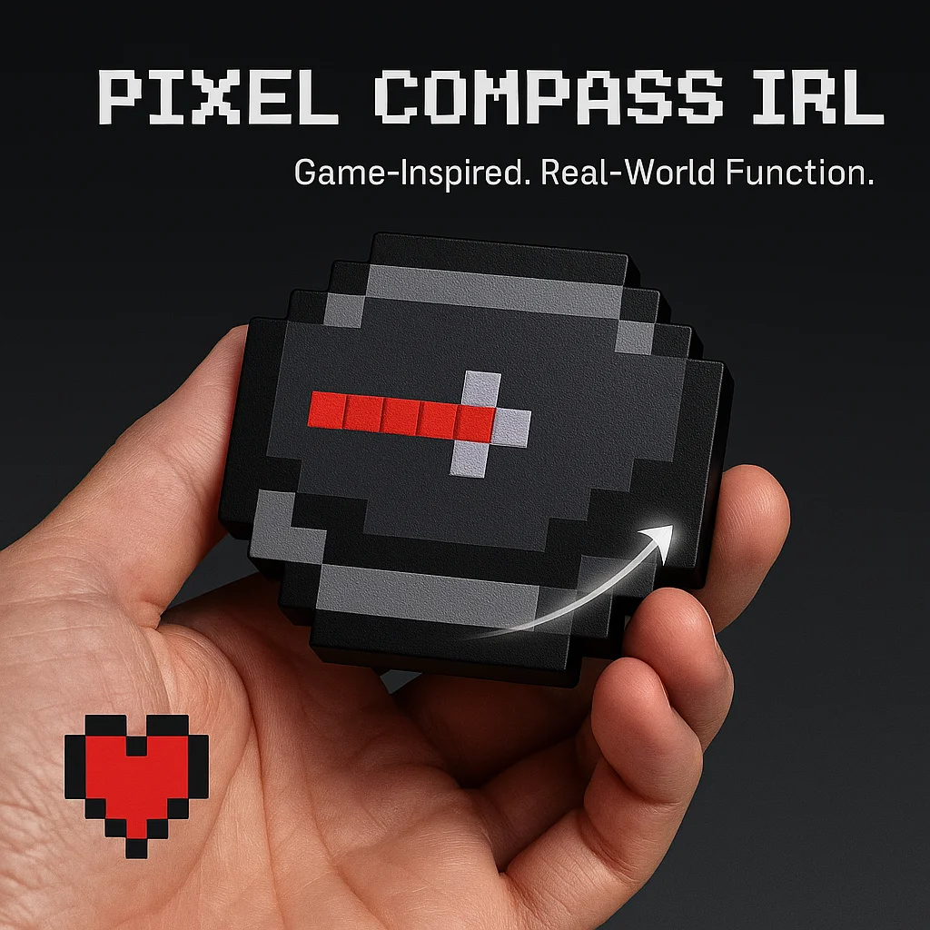 Anime My Worlds Compass Pixel Wind Peripheral 3d Printed Magnetic Movable Keychain Pendant Simple Real-world Use Toys Fans Gift