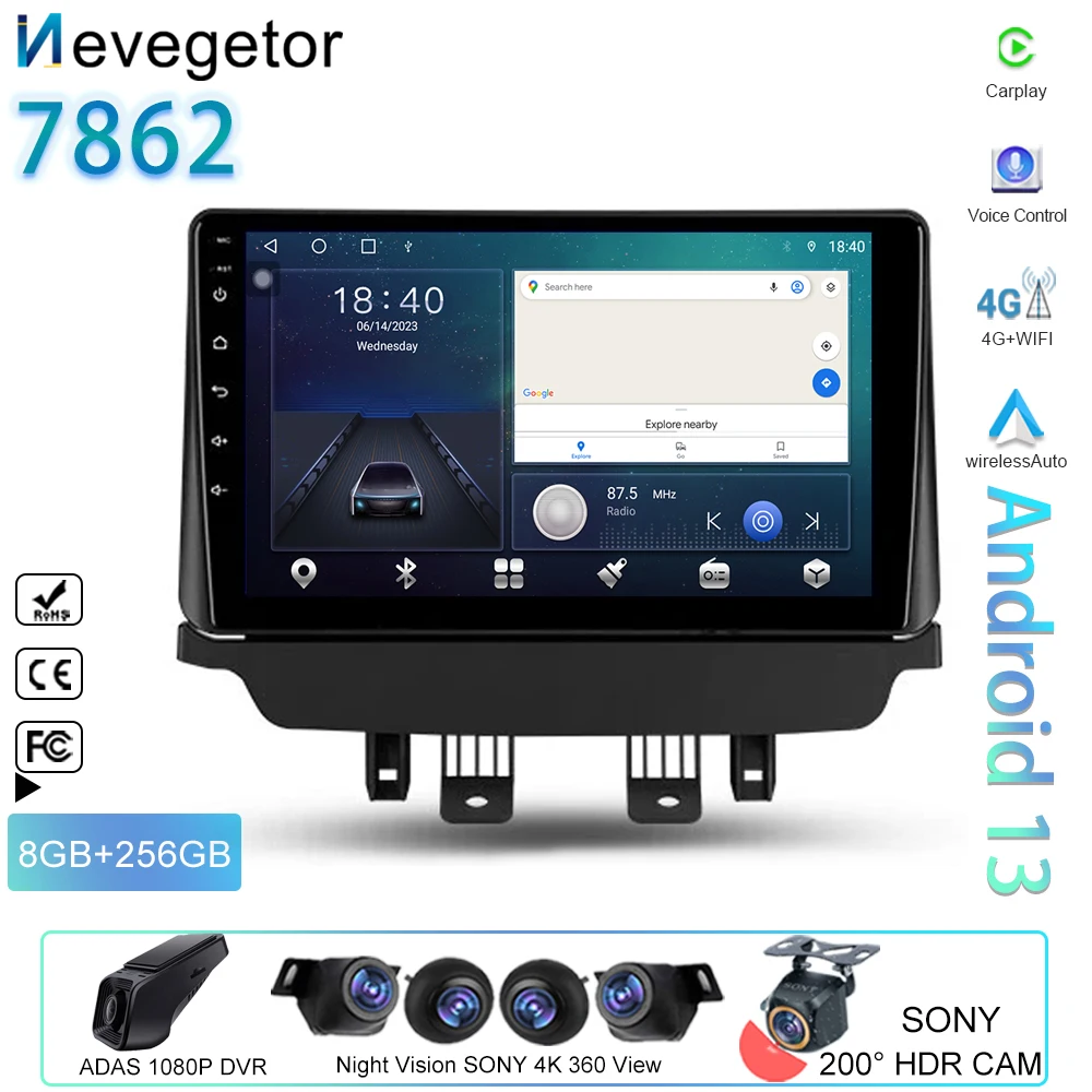 Android Auto For Mazda CX-3 DK  4G 2 DJ 2014 - 2023 QLED Stereo Cam Radio 5G CPU Navigation Car BT Multimedia Player No 2din DVD