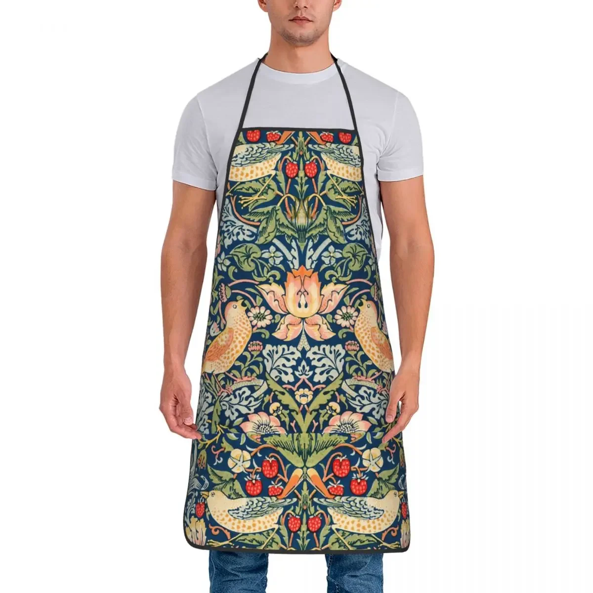 Unisex William Morris Bib Apron Adult Women Men Tablier Cuisine for Cooking Kitchen Strawberry Cuisine for Painting