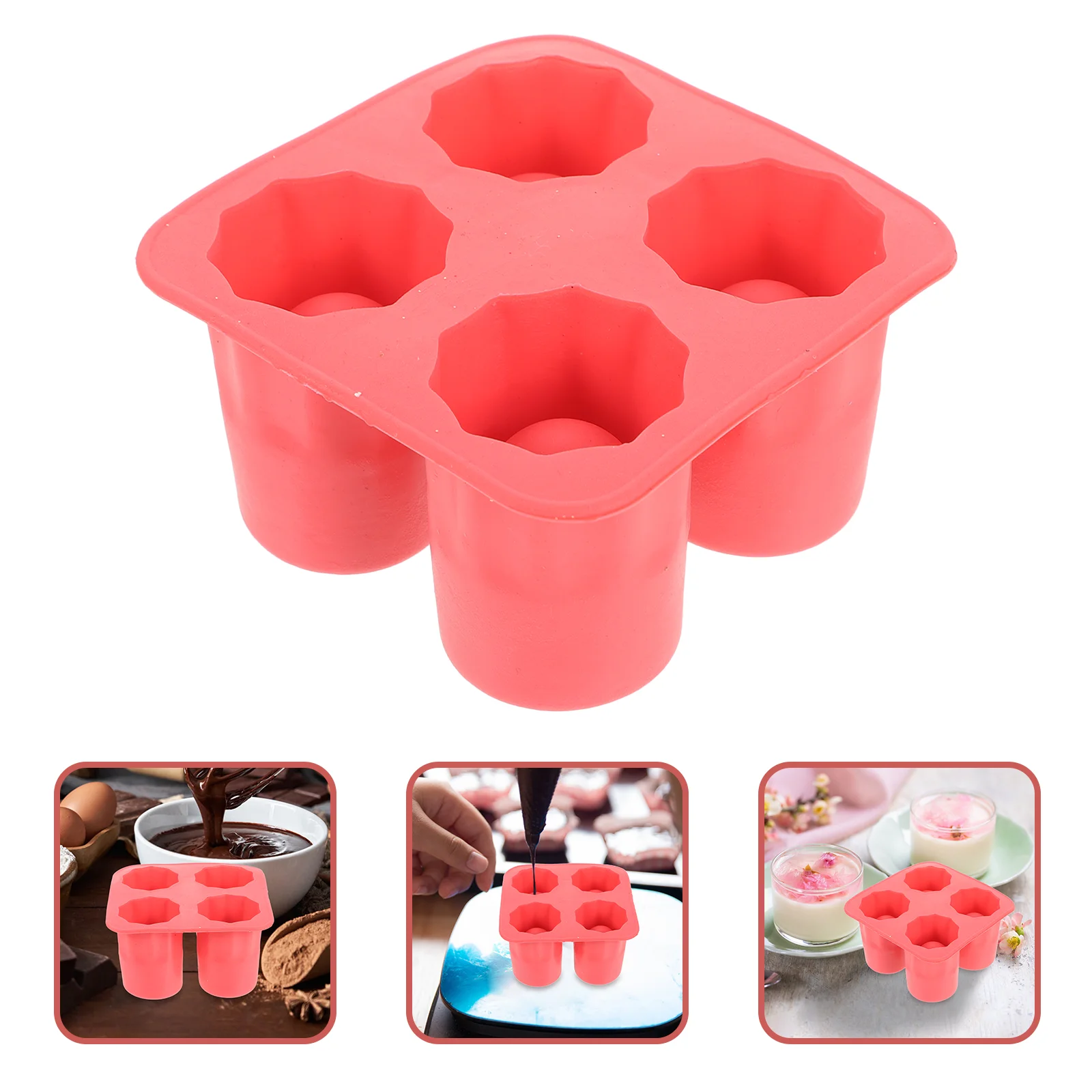 4 Cup Shape Silicone Shooter Ice Cube Glass Mold Maker Summer Cool Ice Mould Ice Cube Tray ice cube trays