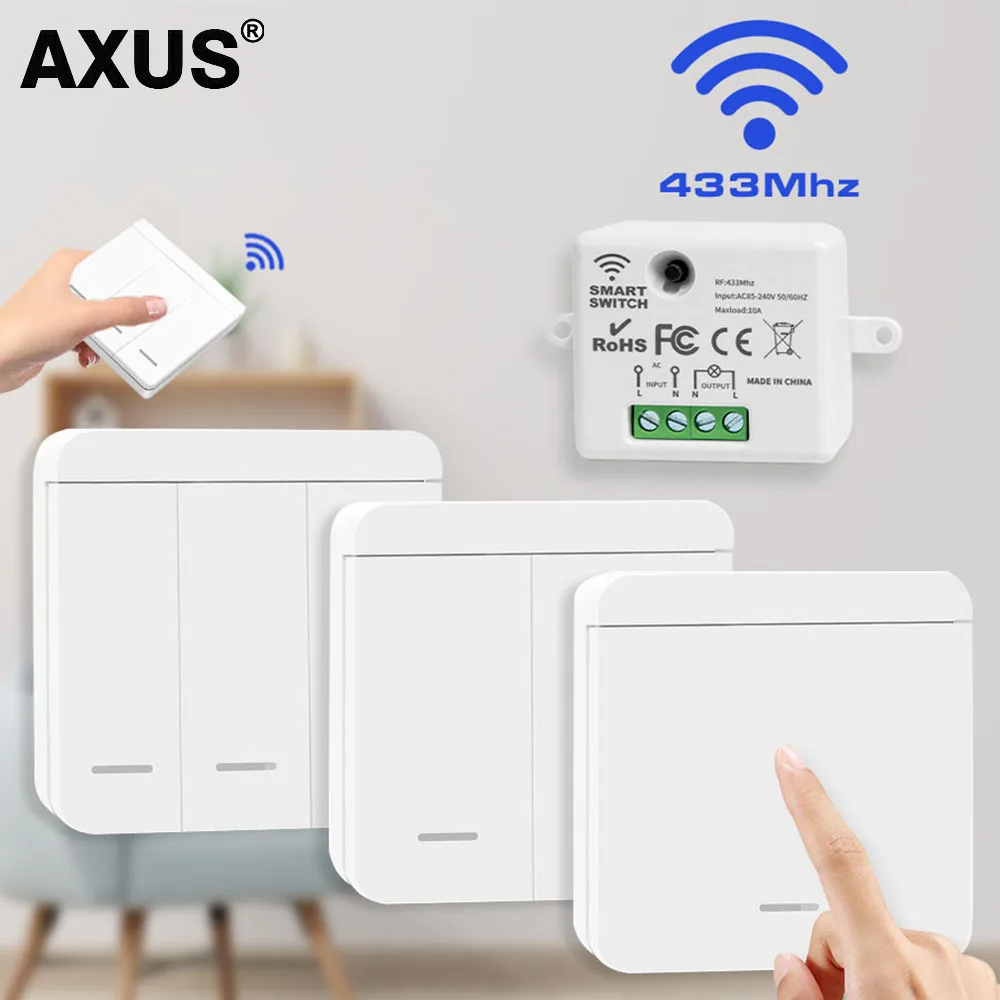 Wireless Switch RF 433Mhz Interruptor Light Switch Remote Control 86 Wall Panel 10A 110V-220V Receiver for Lamp LED Fan