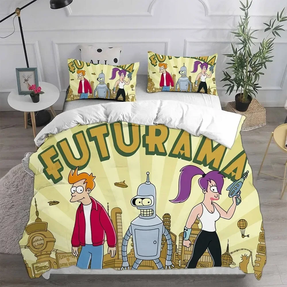 3D Cartoon Futuramas Bender Bedding Set Boys Girls Twin Queen Size Duvet Cover Pillowcase Bed Kids Adult Fashion Home Textiles