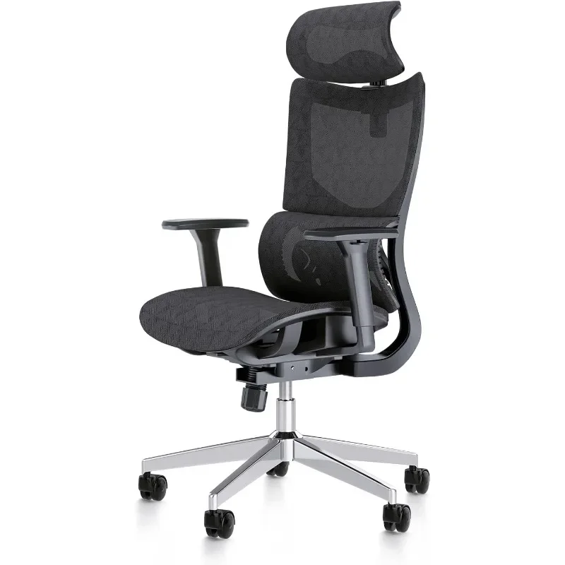 Ergonomic office chair, large and tall computer desk chair with adjustable headrest, seat depth