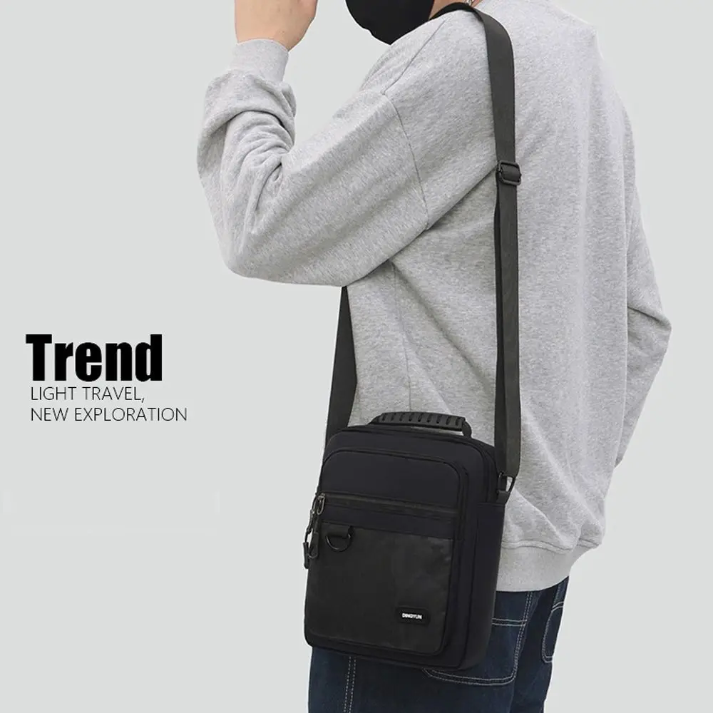 Solid Color Messenger Bag Fashion Design Square Shape Zipper Shoulder Bag Oxford Storage Belt Bag Men