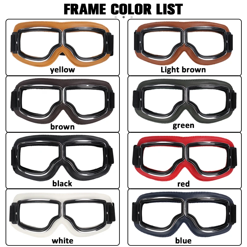 Windproof Bike Riding Glasses Motorcycle Helmet Glasses Leather Safety Protection Anti-Glare Motorcycle Motocross Steampunk Glas