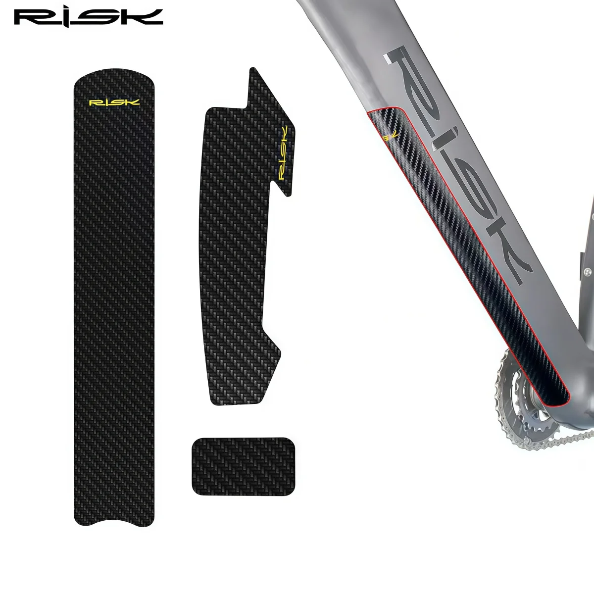 RISK MTB / Road Bike Frame Protection Sticker Set– Down Tube & Chainstay Guard With Bonus Cable Rub