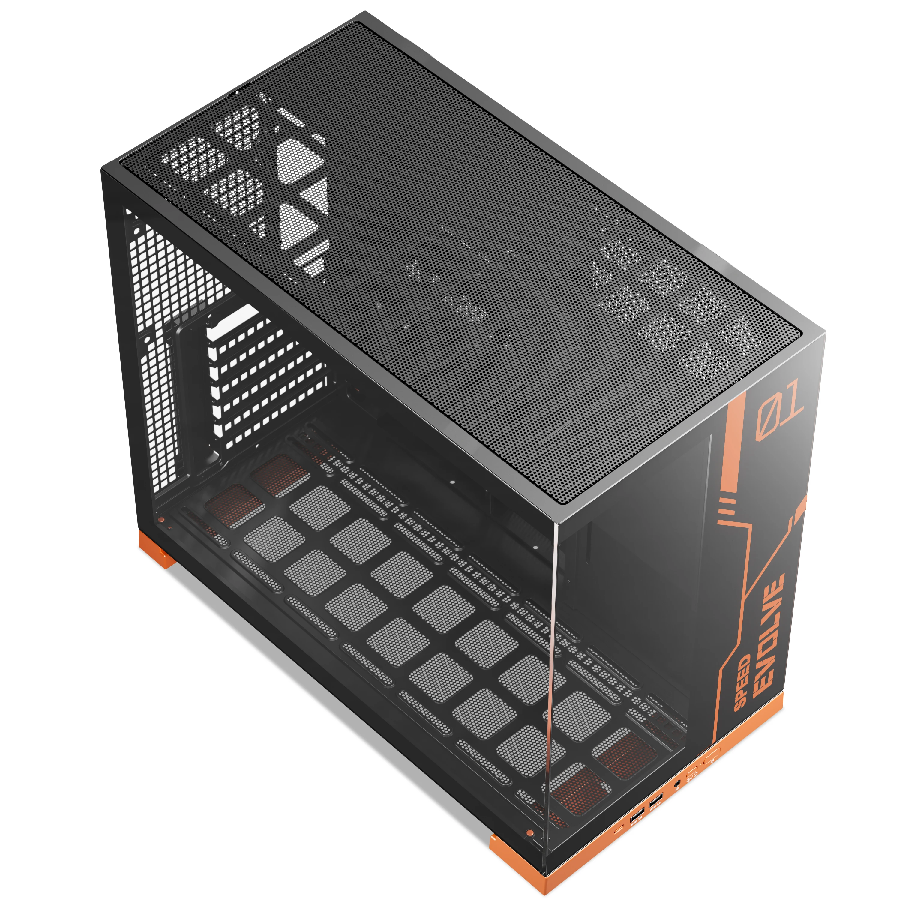 YINER GQ 01 Computer Case Column-less Sea View Room for Back-Placed ATX Motherboard with 360 Degree Water Cooling Support - view 5