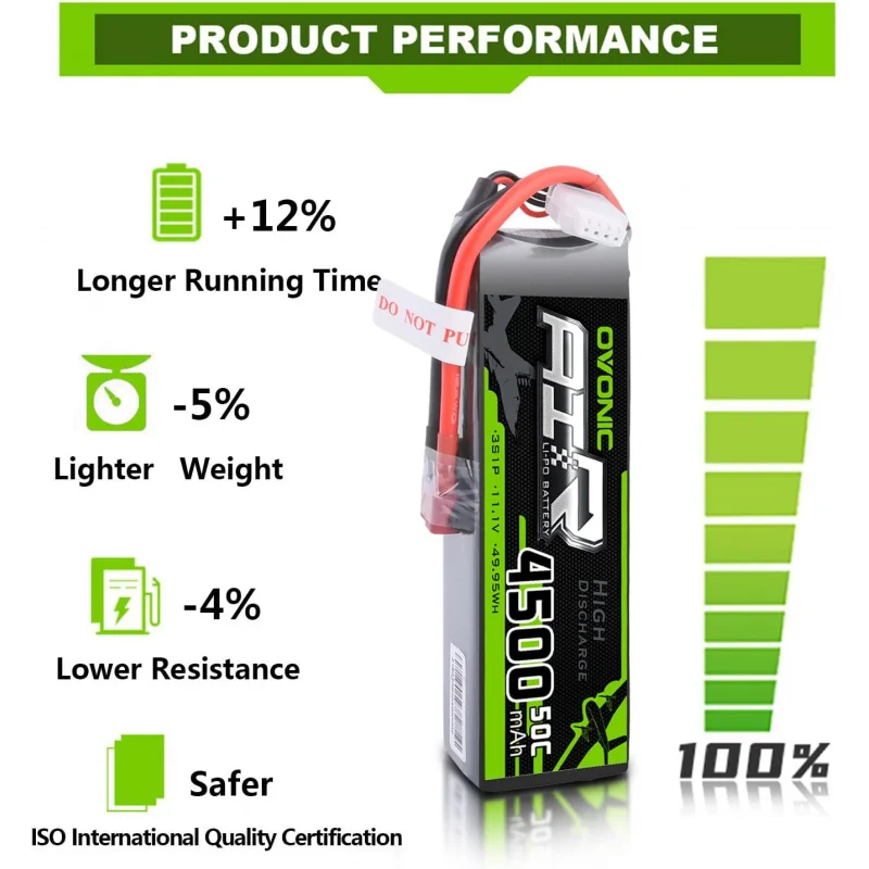 OVONIC 3S Lipo Battery 50C 4500mAh 11.1V Lipo Battery with Dean-Style T Connector for RC Car Truck Boat Airplane Helicopter Quad