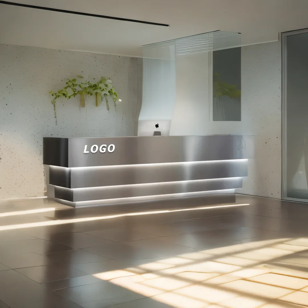 

Reception Desk Luxury Tempered Glass Supermarket Counter Table Mirror Center Counters Small Store Escritorio Bar Beauty Salon