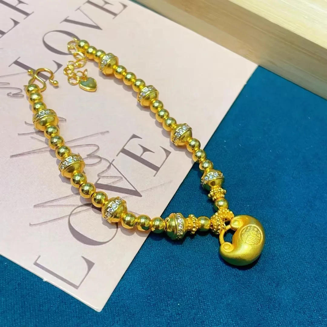 9999 24K real gold gourd wrapped bracelet, fashionable lucky bag bracelet, give your girlfriend a happy and versatile gift