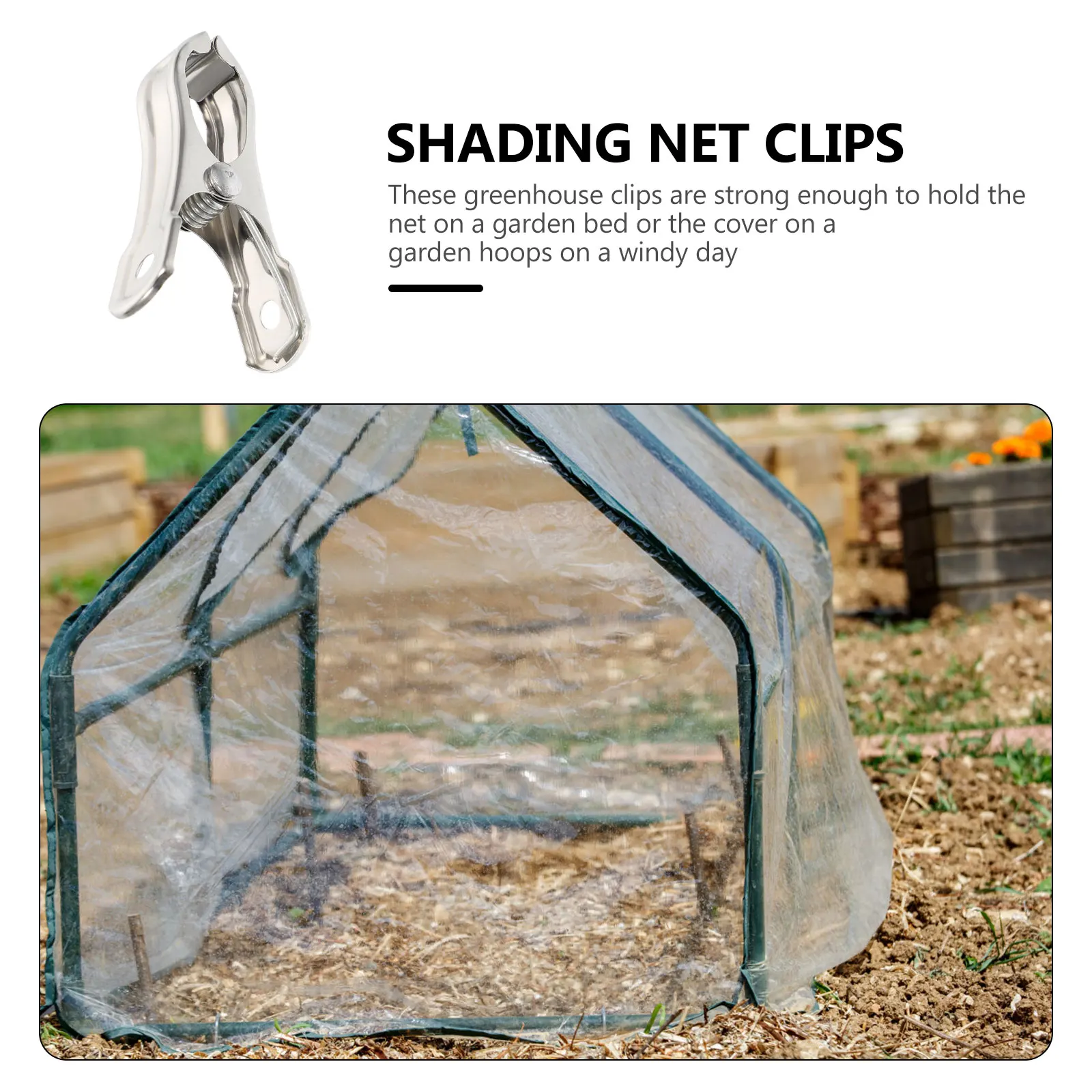 

20pcs Garden Clips Stainless Steel Sunshade Net Clamps Cloth Shading Hoop Greenhouse Plant Strong Grip Durable Windproof