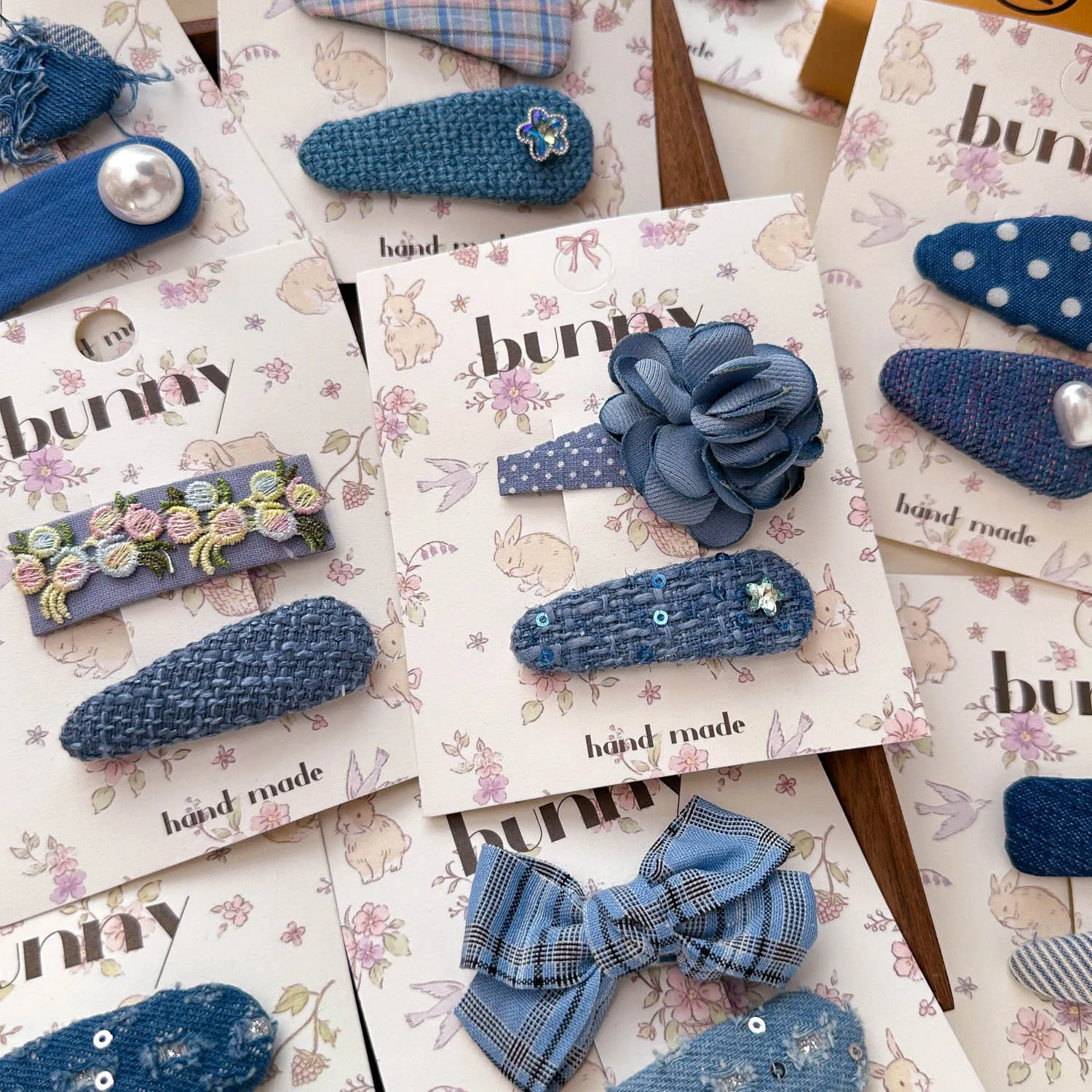 2pc New Jeans Fabric Bow Baby Hair Clips Pearl Bow HairPins Kids Dot Spot Prints Hairpins Plaid BB Barrettes for Girls Headwear