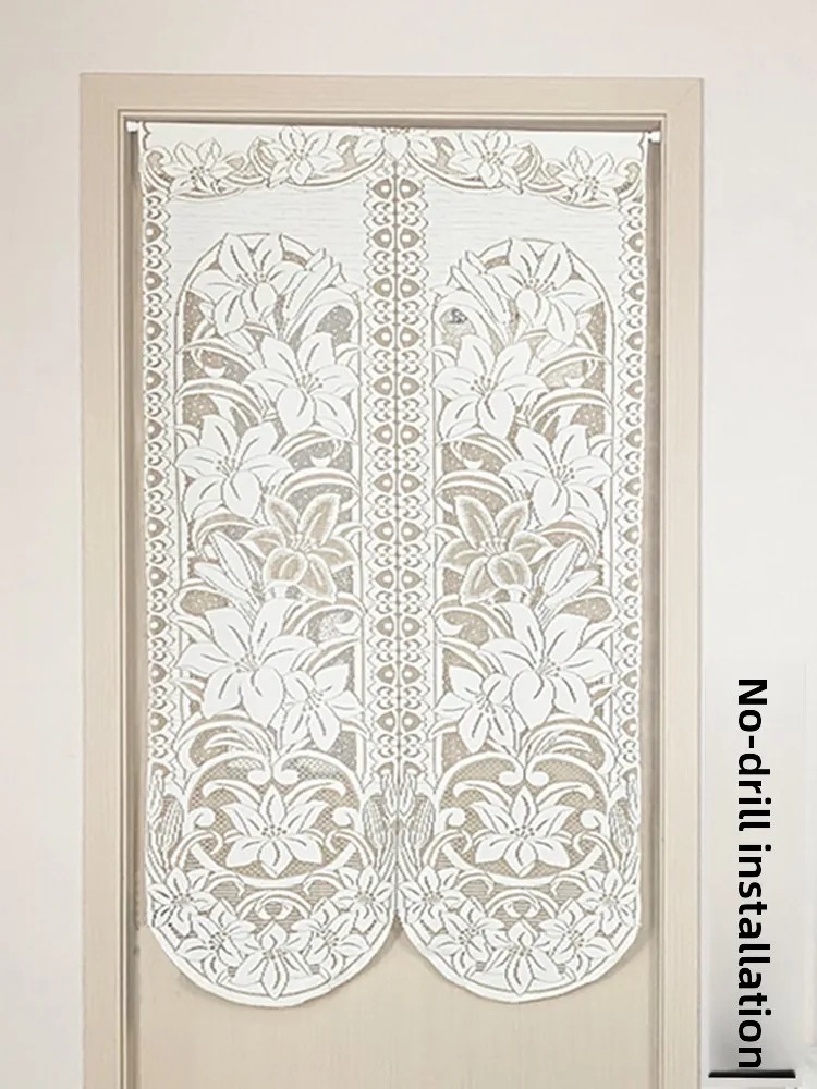 Japanese Sle Semi-Privacy Door Curtain Lace Fabric Bedroom Batoom Partition Curtain Living Room No-Punching Required