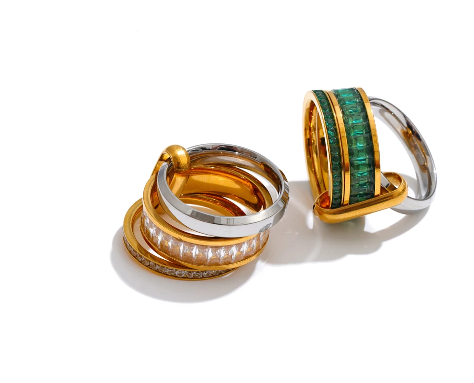 Yhpup Größe 678 Edelstahl Zirkonia Mehrschichtiger Stapelring Hochwertiger Zarter Beliebter 2026 Neuheiten Fingerschmuck – Detail 2