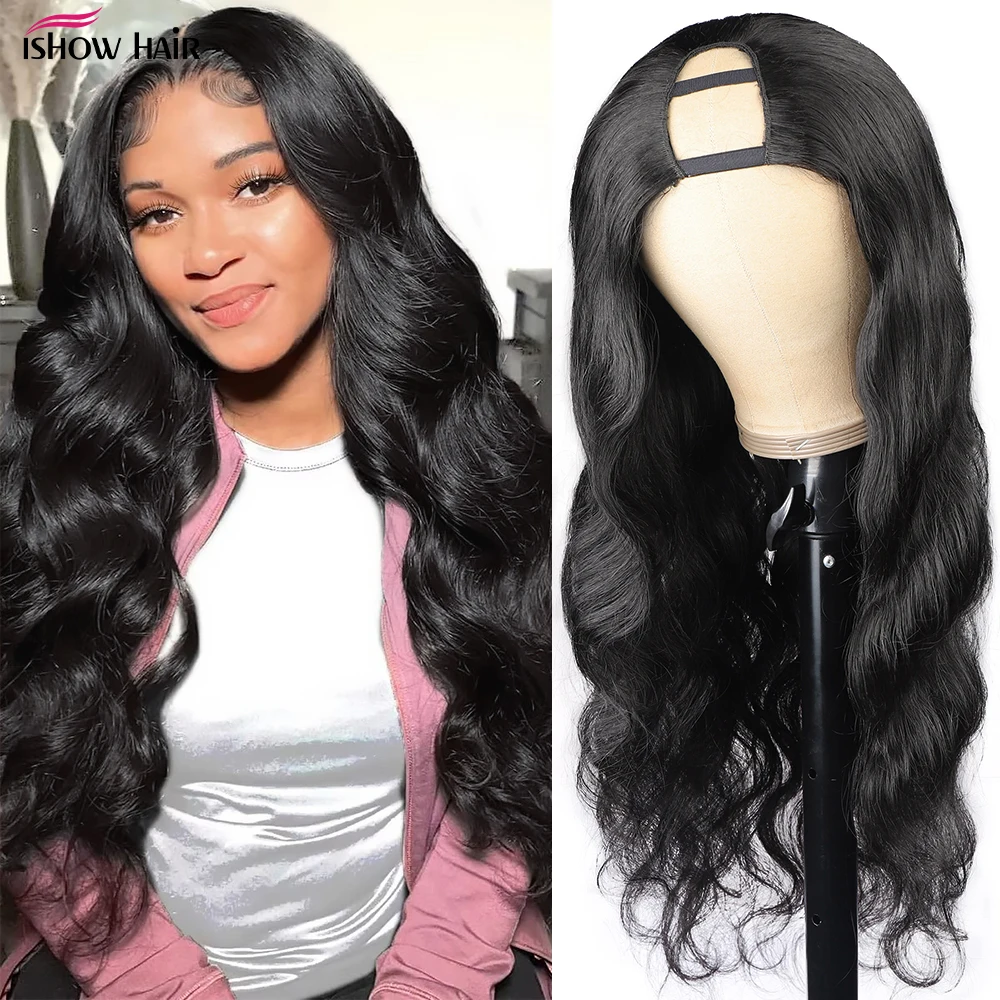 Ishow U Part Wig Human Hair Body Wave Human Hair Wigs For Women 250 Density 30 Inch Brazilian Remy Glueless Middle U Shape Wig