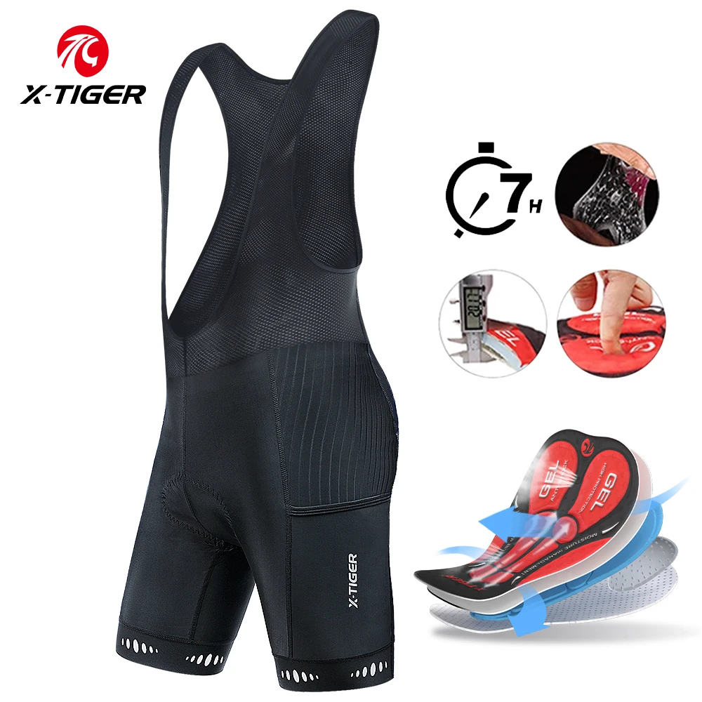 

Cycling Bib Shorts Men Outdoor Wear Bike 7 Hours Ride Padded Riding Bib Tights Bicycle Men's Cycling Clothing Quick-Dry X-TIGER