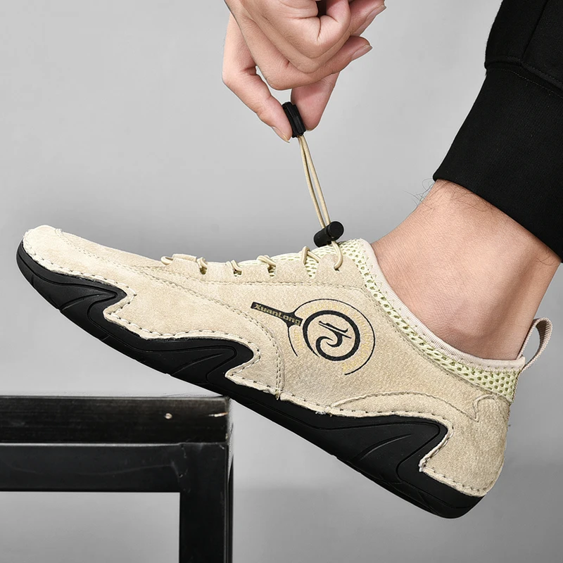 

Quality Mens Trend Casual Shoes Male Leather Sneakers Shoes Flats Outdoor Anti-slip Wearable Comfort Daily Commute Casual Shoes