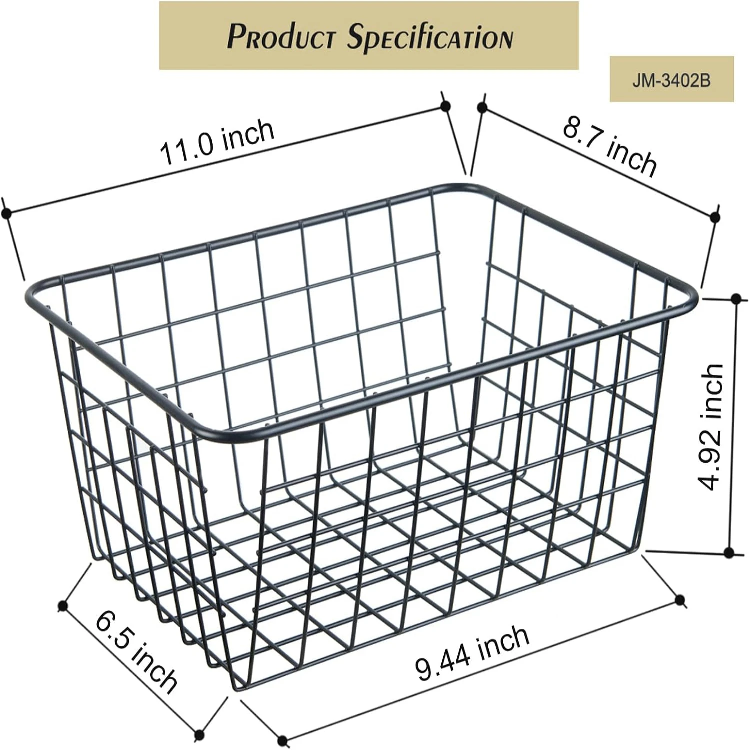 Efficient, Stylish, and Practical Set of 3 Bronze Wire Baskets for Versatile Kitchen, Pantry, Countertop, or Wardrobe Organizati