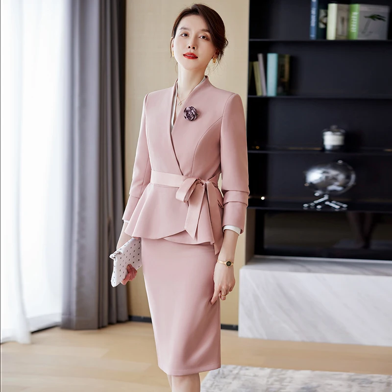 NAVIU Professional Suits Women High End Temperament New Autumn Formal Slim Blazer And Skirt Sets Office Lady Work Wear Black