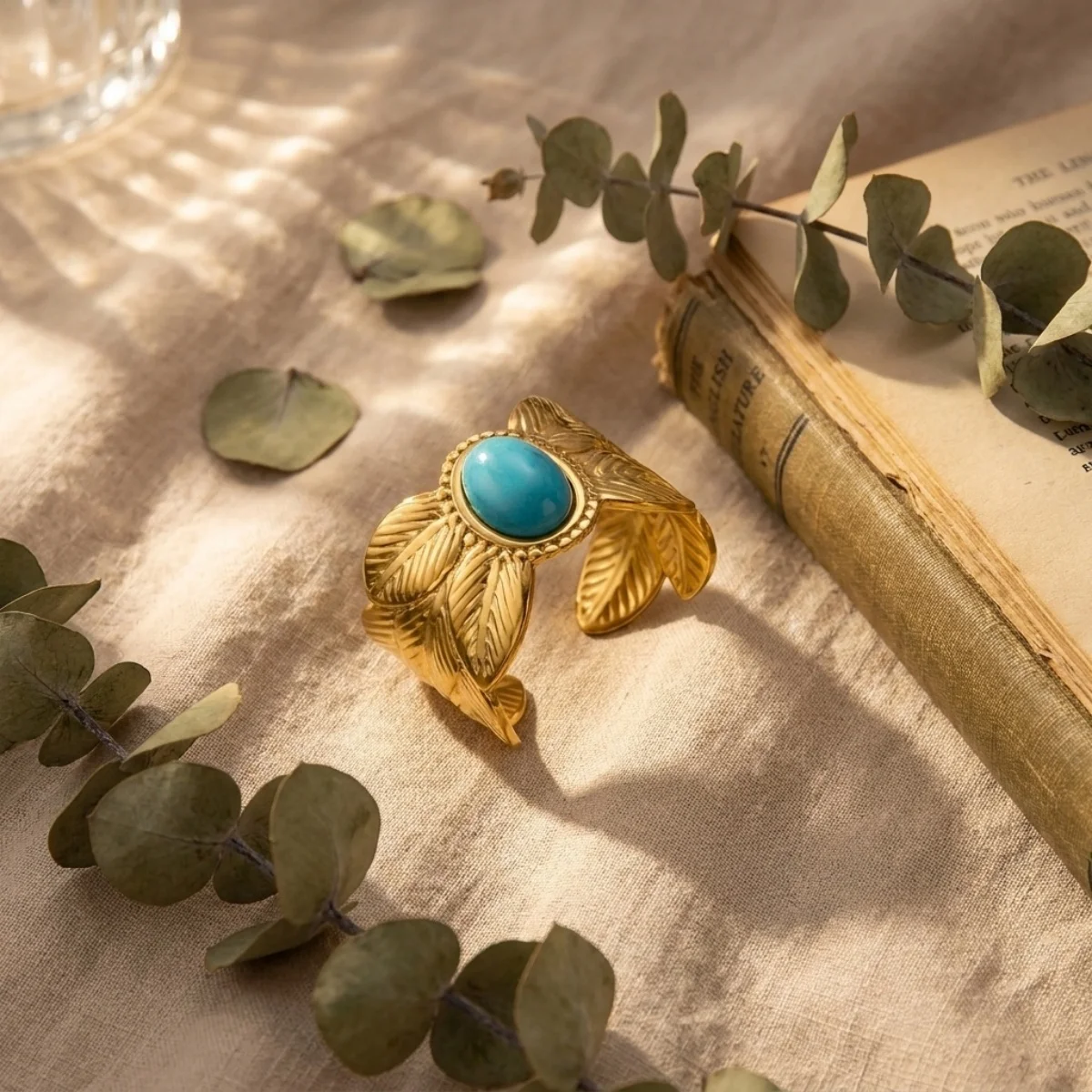 Edelstahl Blau Naturstein Geometrische Fingerringe für Damen und Herren Französischer Vintage Sonnenblumen-Blatt Runder Ovaler Ring Schmuck – Detail 38