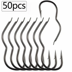 50pcs High Carbon Steel Flipping Hook Sharp Barbed Automatic New Invention size5#-14# Fishhook for Carp Fishing Accessories