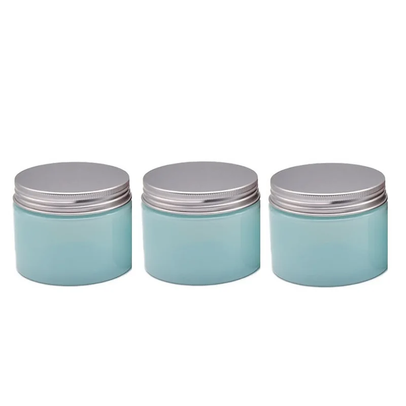 

24pcs Lidht Blue Refill Bottle Cream Containers 100G 120G 150G 200G 250G Empty Cosmetic Pots Plastic Jars With Aluminum Lids