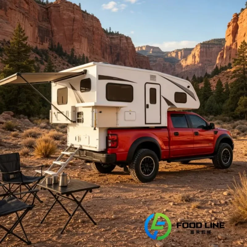 Pickup Overland Camper Slide‑in Pop‑top Truck Camper Electric Support Legs Easy Load Unload Fiberglass Hard Shell