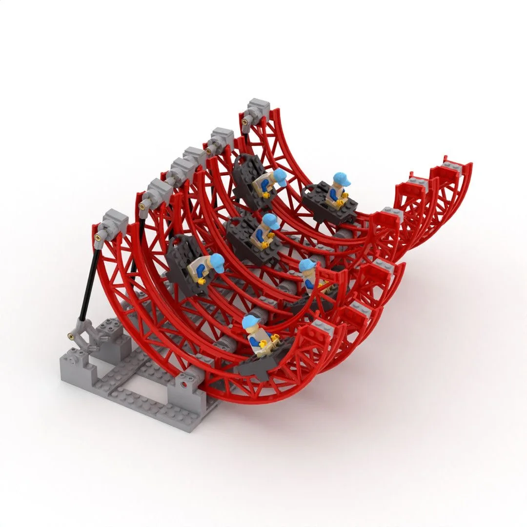 Little Engineer Technology Building Block Toy Set, 3D Circular Track Roller Coaster, Ping Pong Edition, Wave