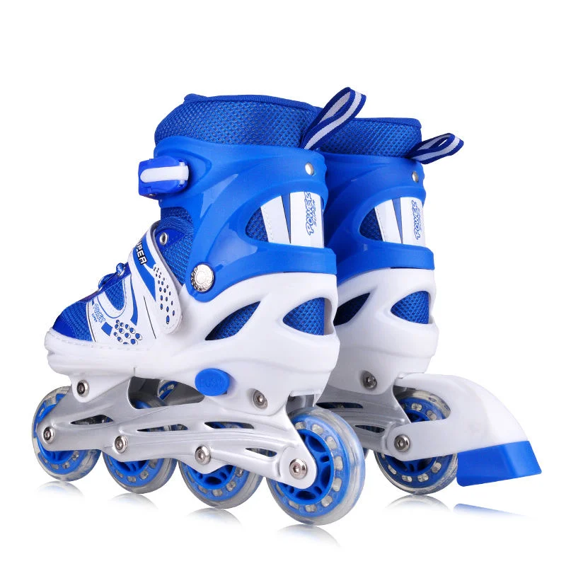 Fabrikpreis Günstige Kinder Kinder Quad Inline Rollschuhe 4-Räder verstellbare Inline-Skates LED-Licht Jungen Mädchen Rollschuhe