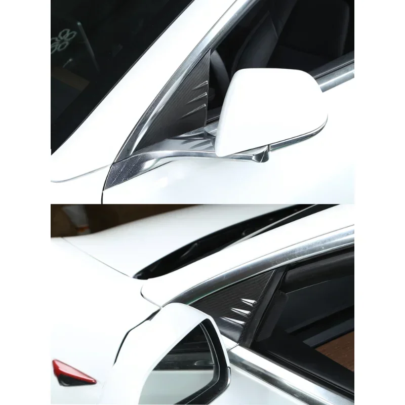 A Pillar Window Triangle for Tesla Model 3 Y 3+ Real Carbon Fiber Spoiler Decorative Patch New Model3 Highland 2024 Accessories