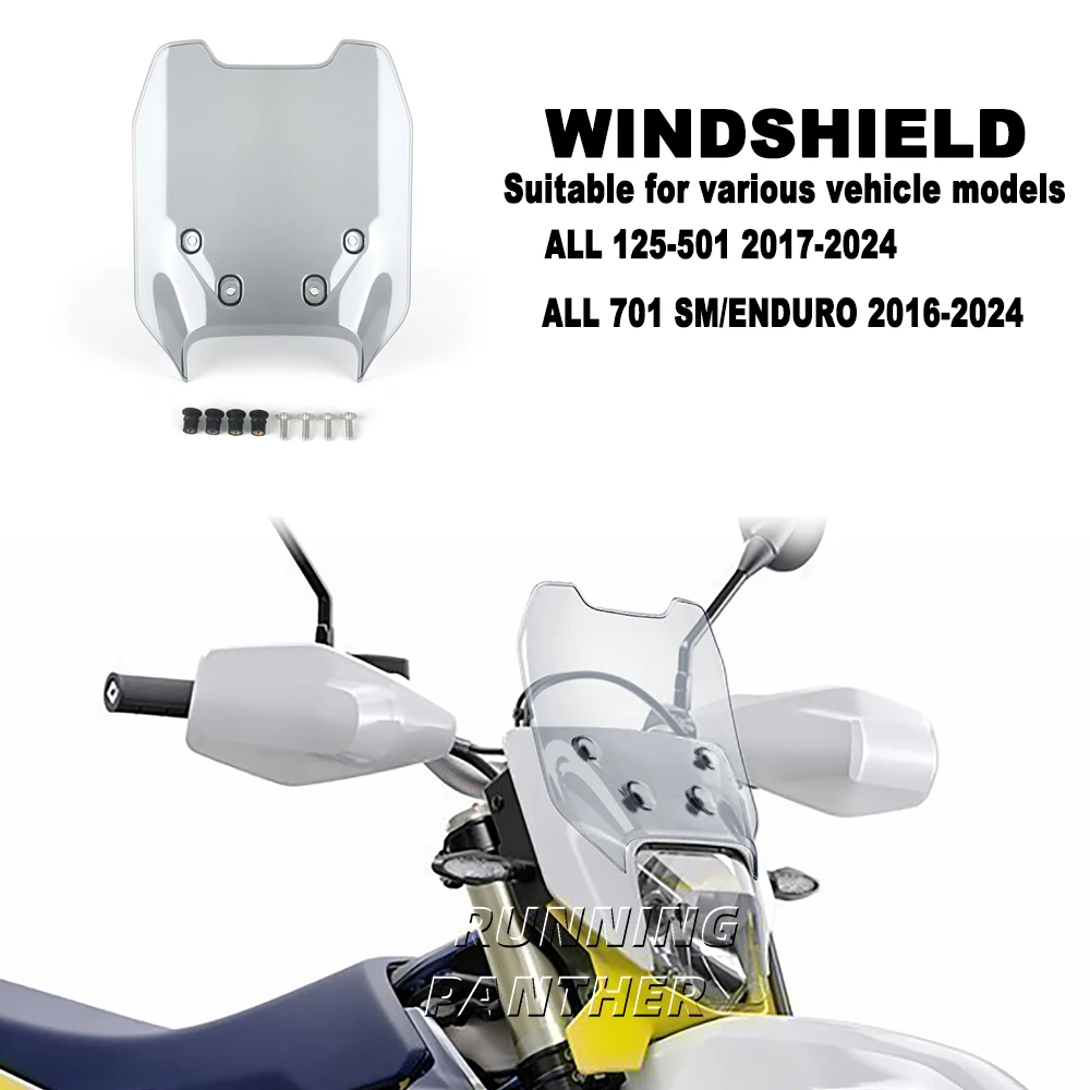 Motorcycle Windshield Windscreen Wind Deflector For Husavarna 701 SM/Enduro FC350/450 FE250/350/501/450 TC125/250 TE150/250/300