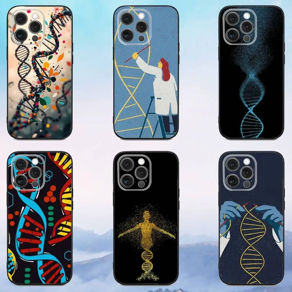 

Science DNA Biology Phone Case For iPhone 16e,16,15,14,13,12,11,Pro,X,XS,Max,XR,Plus,Mini Soft Black Cover
