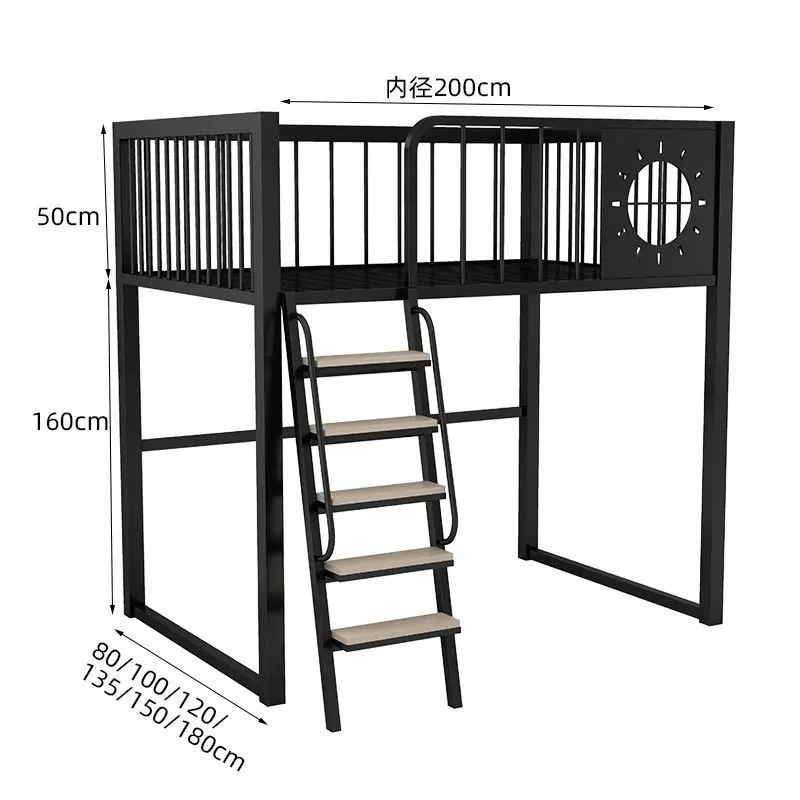 Apartment rental house Elevated bed Small apartment Upper bunk Children's loft High and low bed Duplex second floor Single upper