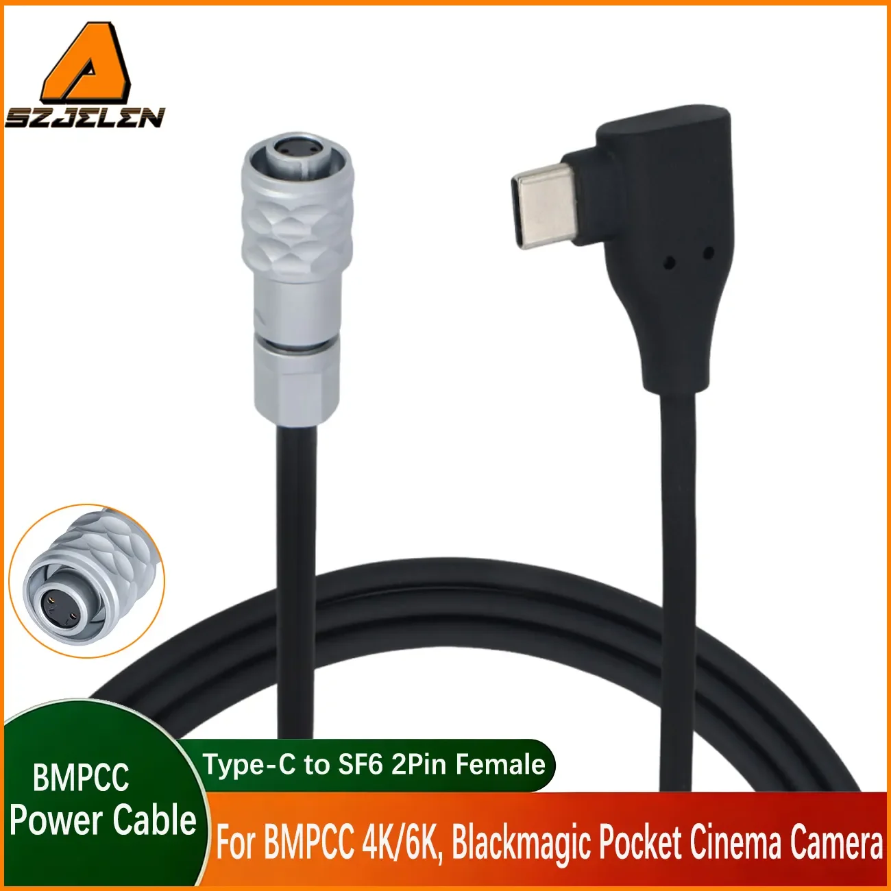 Power Cable For Ronin RS3 RS4 Type-C to SF6 2Pin Female for BMPCC 4K 6K Blackmagic Pocket Cinema Camera